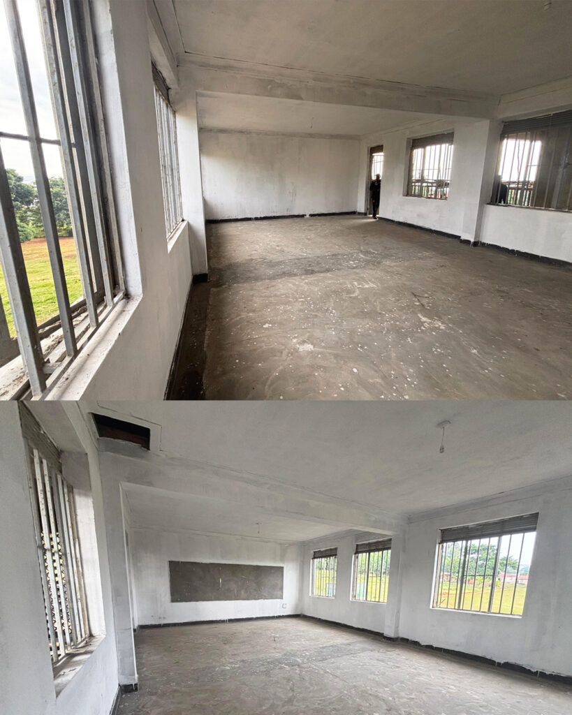 freshly painted classrooms - the first coat. 