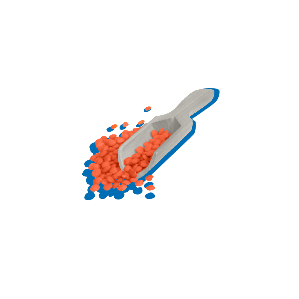 illustration of red lentils with a scoop