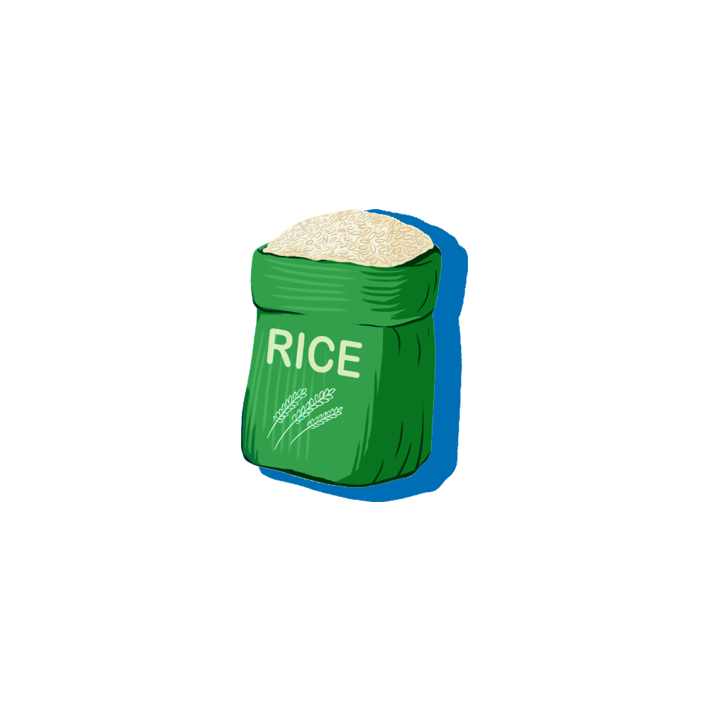 illustration of a green bag of rice